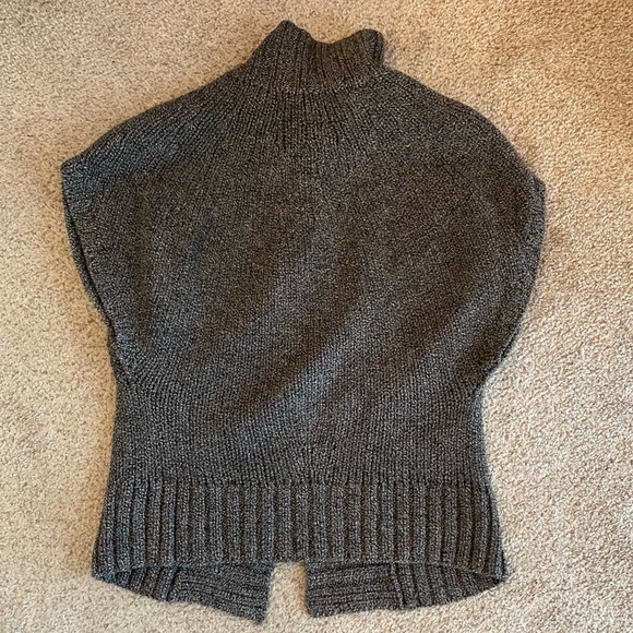 Theory wool sweater cardigan cape bolero black white herringbone small - Picture 8 of 9